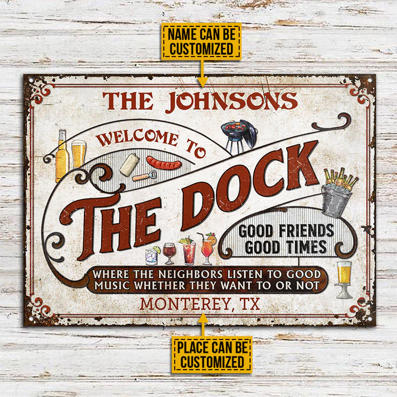 Personalized Dock Grilling Red Listen To The Good Music Custom Classic Metal Signs