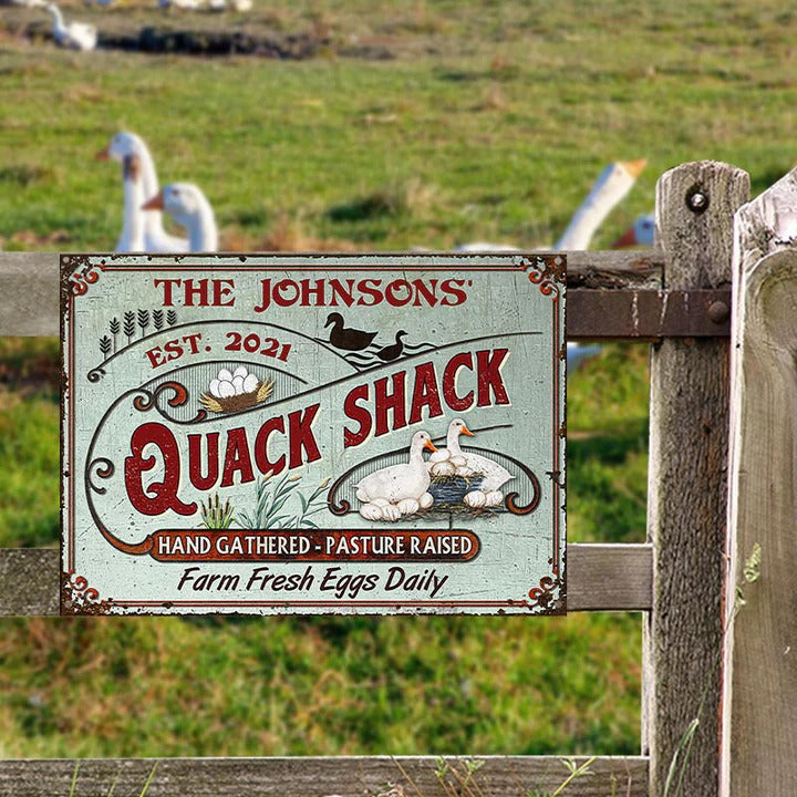 Personalized Duck Quack Shack Pasture Raised Custom Classic Metal Signs