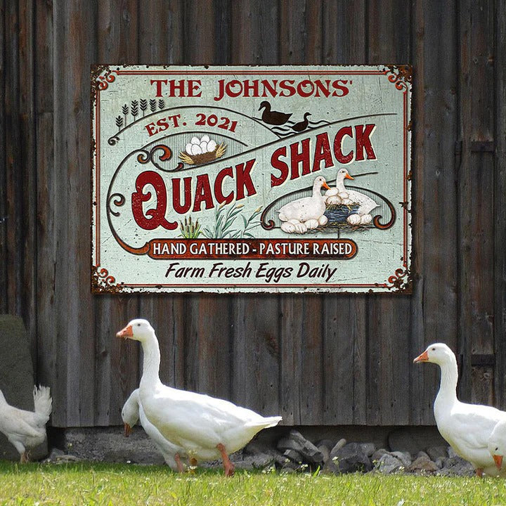 Personalisierte Duck Quack Shack Weide angehoben benutzerdefinierte klassische Metallschilder