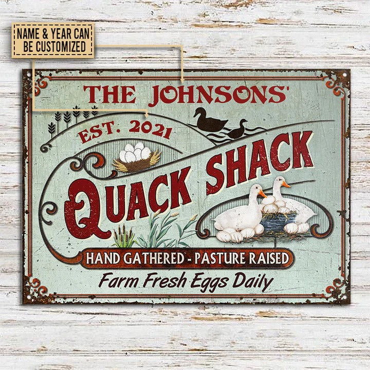 Personalized Duck Quack Shack Pasture Raised Custom Classic Metal Signs