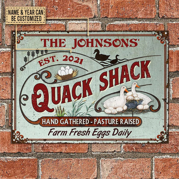 Personalized Duck Quack Shack Pasture Raised Custom Classic Metal Signs