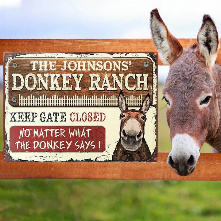 Personnalisé Farm Donkey Ranch Keep Gate Closed Custom Classic Metal Signs