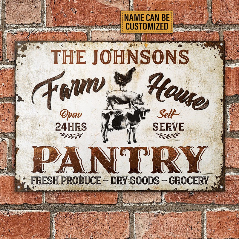 Personalized Farm Farmhouse Pantry Self Serve Customized Classic Metal Signs