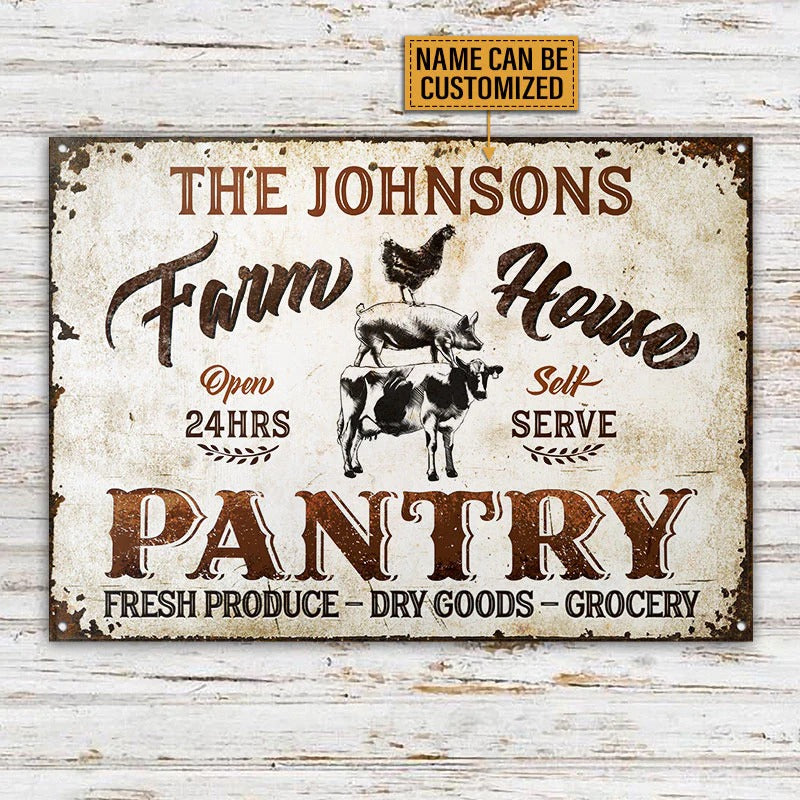 Personalized Farm Farmhouse Pantry Self Serve Customized Classic Metal Signs