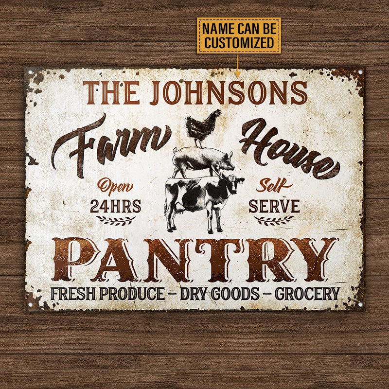 Personalized Farm Farmhouse Pantry Self Serve Customized Classic Metal Signs