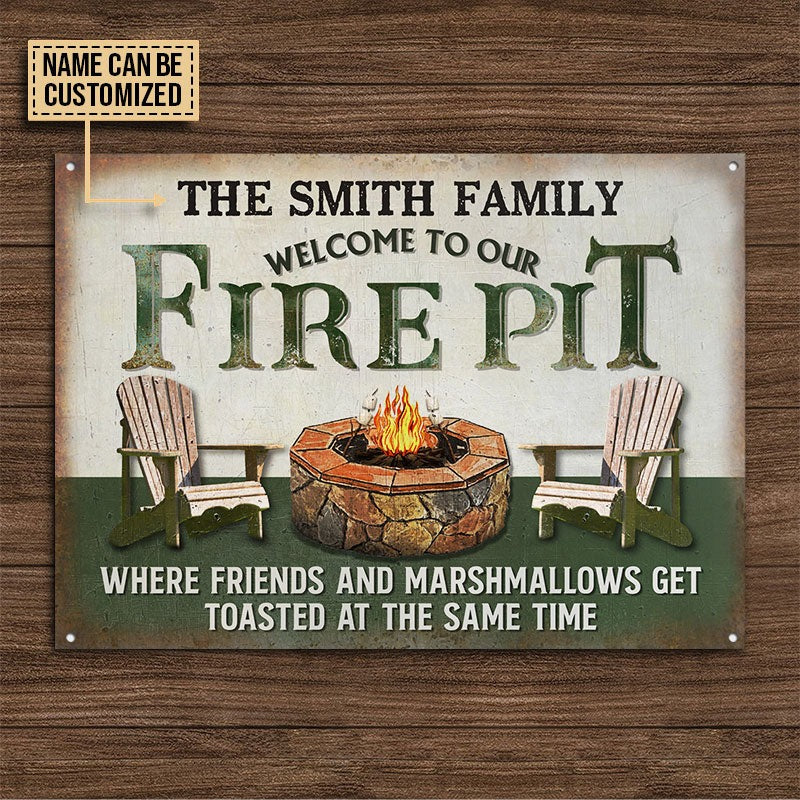 Personalized Fire Pit Get Toasted At The Same Time Custom Classic Metal Signs