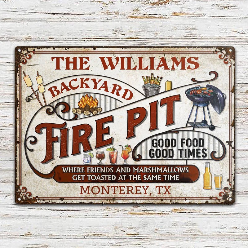 Personalized Fire Pit Get Toasted Custom Classic Metal Signs