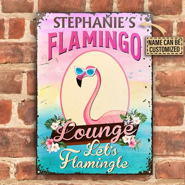 Flamingo Lounge personnalisé Let's Flamingle Plaques métalliques classiques personnalisées