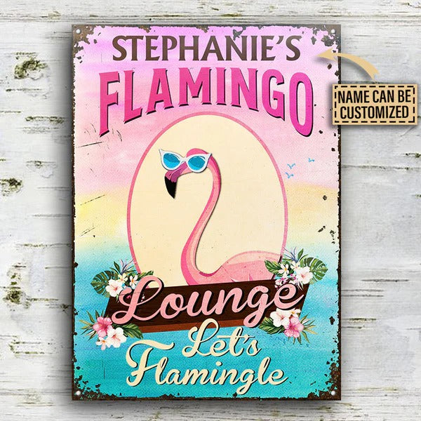 Flamingo Lounge personnalisé Let's Flamingle Plaques métalliques classiques personnalisées