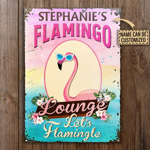 Flamingo Lounge personnalisé Let's Flamingle Plaques métalliques classiques personnalisées