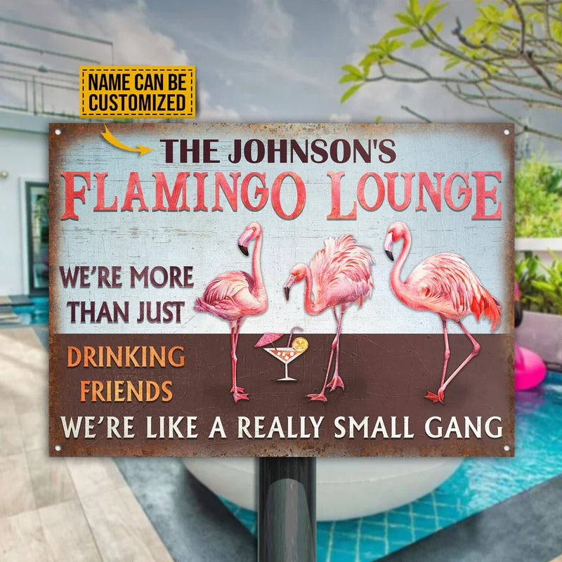 Personalisierte Flamingo Lounge Small Gang Personalisierte klassische Metallschilder