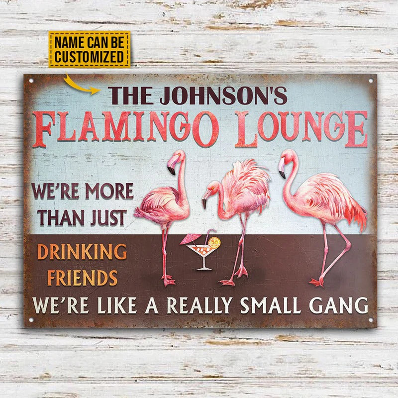 Personalisierte Flamingo Lounge Small Gang Personalisierte klassische Metallschilder