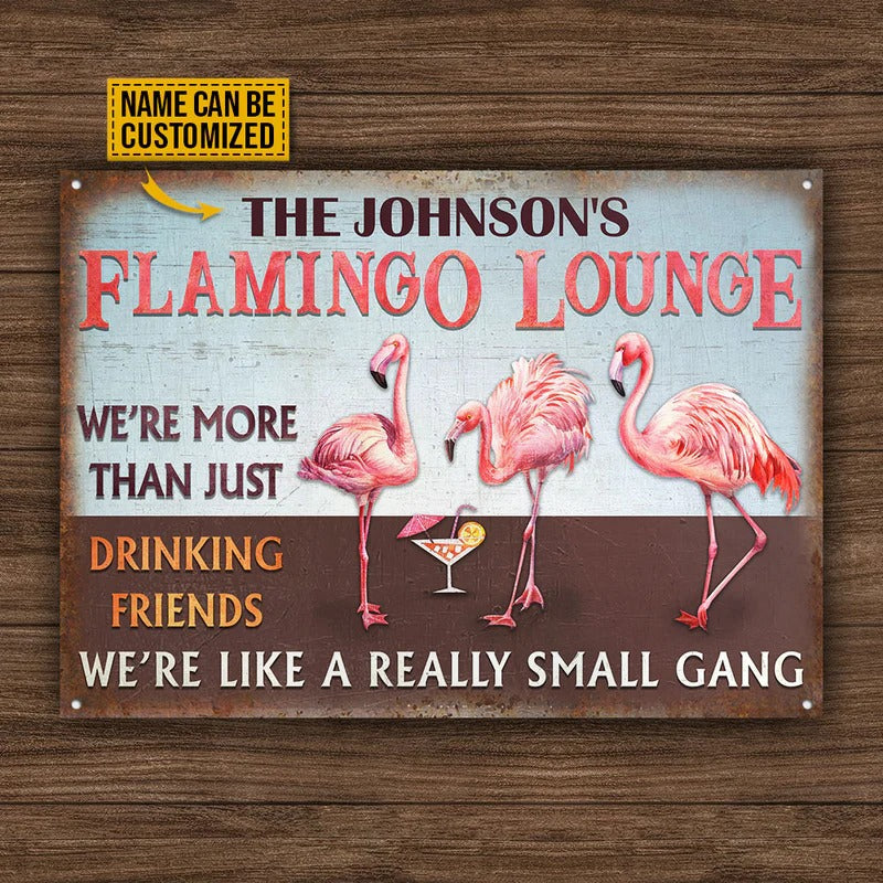 Personalized Flamingo Lounge Small Gang Customized Classic Metal Signs