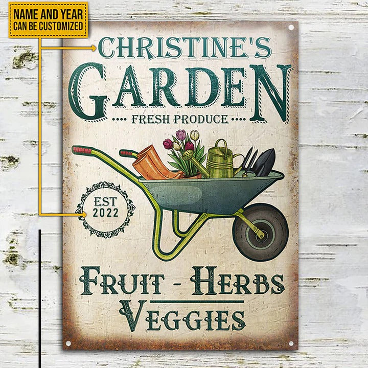 Personalized Garden Herbs and Veggie Customized Classic Metal Signs