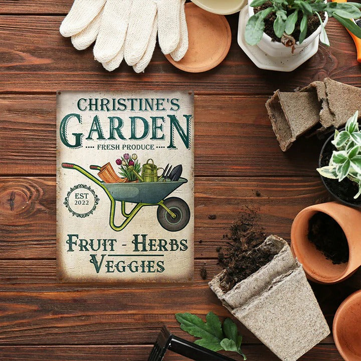 Personalized Garden Herbs and Veggie Customized Classic Metal Signs