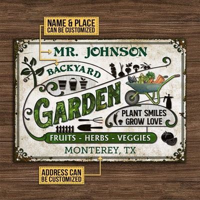 Personalized Garden Vegetable Plant Smiles Custom Classic Metal Signs