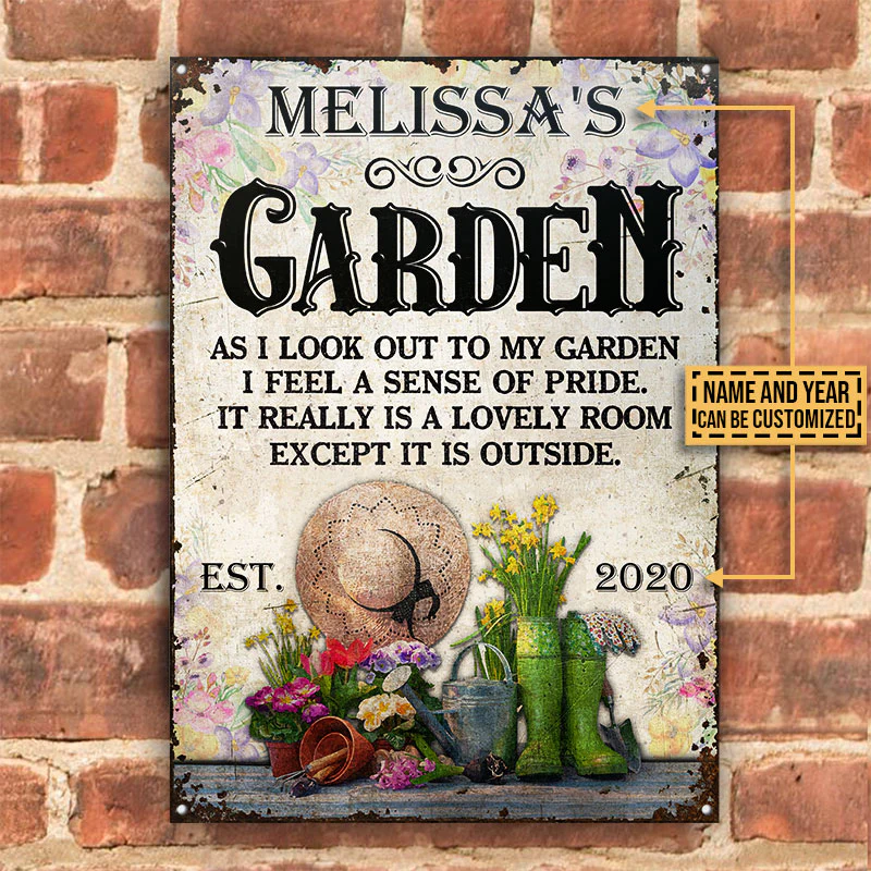 Personalized Gardening Floral As I Look Out Custom Classic Metal Signs
