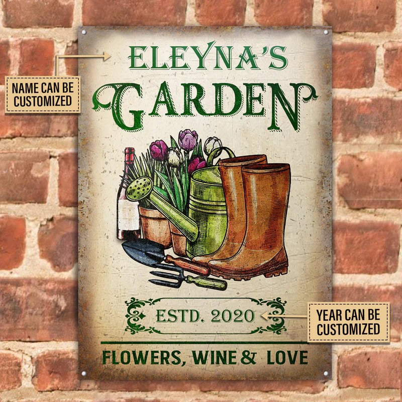 Personalized Gardening Flowers Love Customized Classic Metal Signs