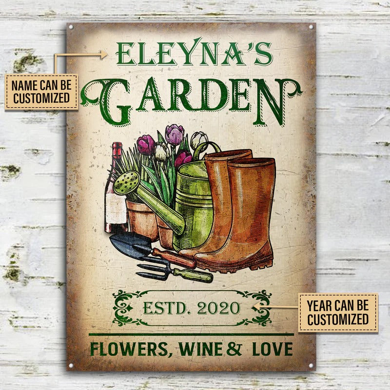 Personalized Gardening Flowers Love Customized Classic Metal Signs