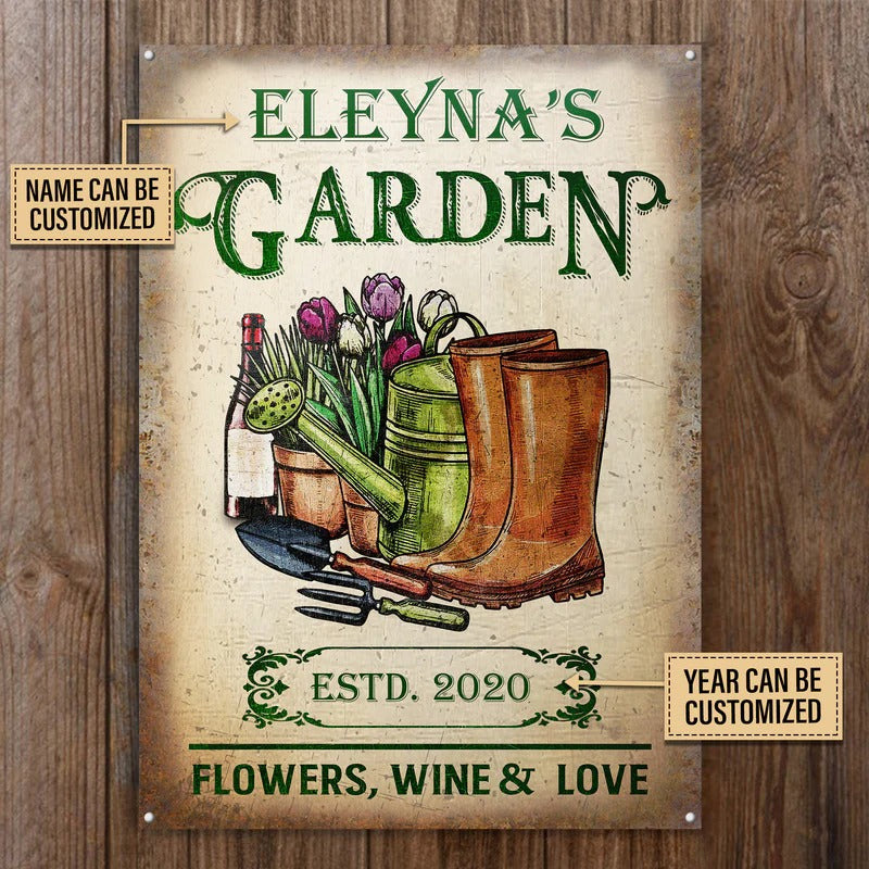 Personalized Gardening Flowers Love Customized Classic Metal Signs