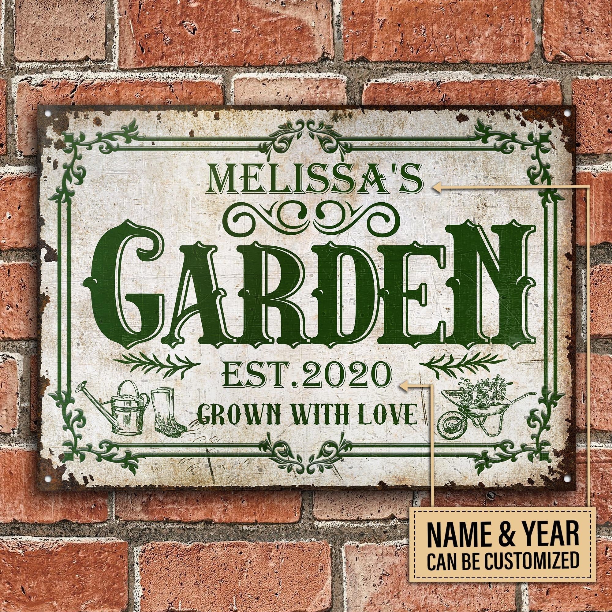 Jardinage personnalisé Cultivé avec amour Panneaux métalliques classiques personnalisés
