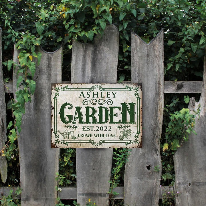 Personalisierte Gartenarbeit mit Liebe gewachsen individuelle klassische Metallschilder