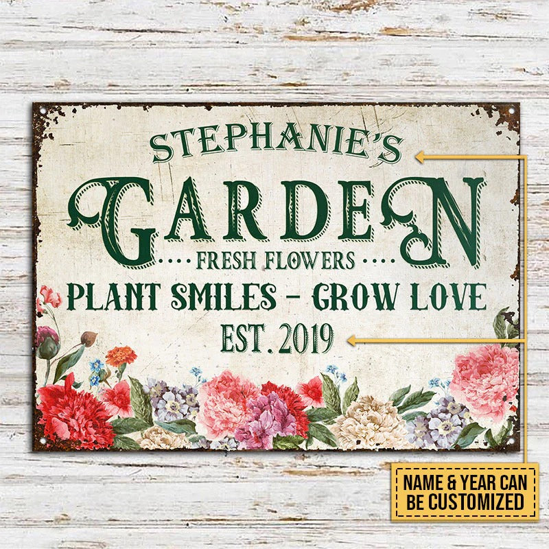 Personalized Gardening Plant Smiles Custom Classic Metal Signs