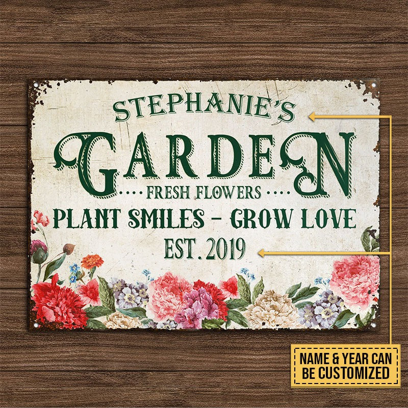 Personalized Gardening Plant Smiles Custom Classic Metal Signs