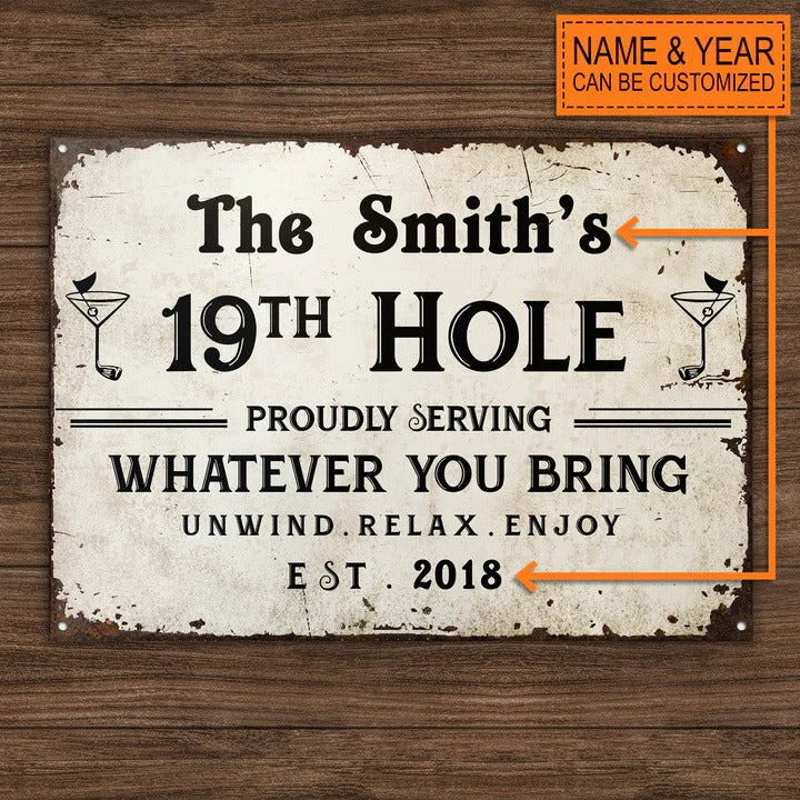 Personalized Golf 19th Hole Customized Classic Metal SignsMetal Signs