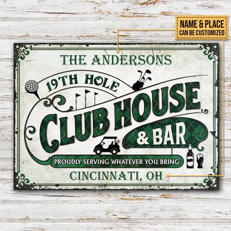 Personalized Golf Club House And Bar Customized Classic Metal Signs