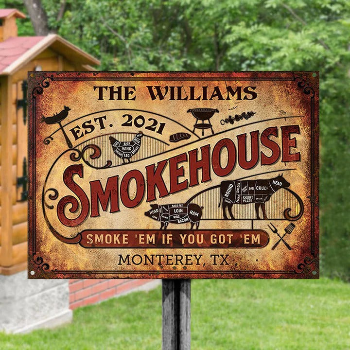 Personalized Grilling Smokehouse Got Them Customized Classic Metal Signs