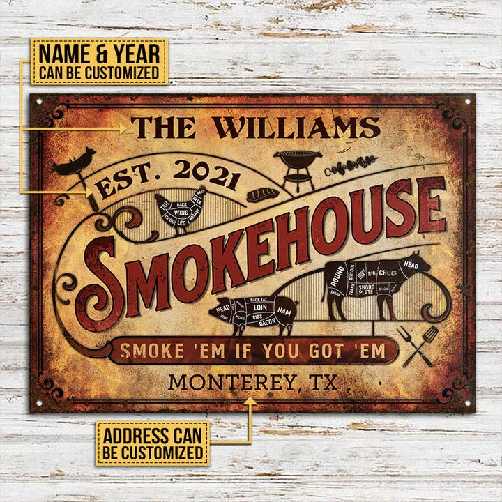 Personalized Grilling Smokehouse Got Them Customized Classic Metal Signs