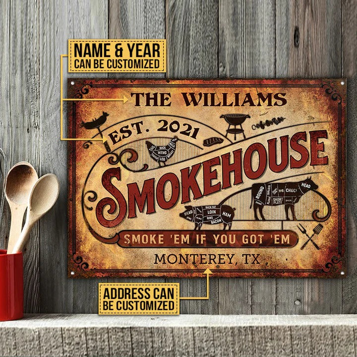 Personalized Grilling Smokehouse Got Them Customized Classic Metal Signs