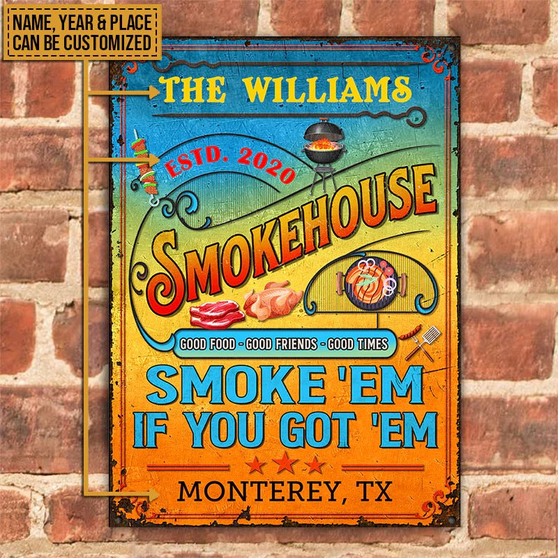 Personnalisé Griller Smokehouse Smoke 'Em Color Plaques Métalliques Classiques Personnalisées