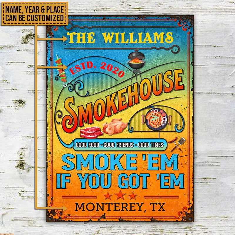 Personnalisé Griller Smokehouse Smoke 'Em Color Plaques Métalliques Classiques Personnalisées