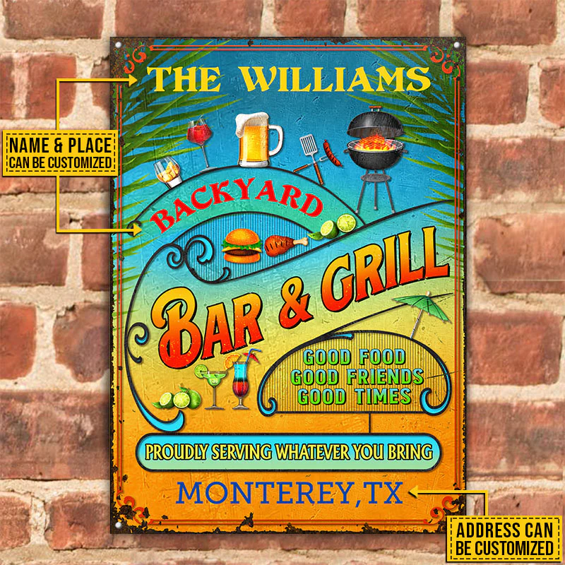 Grillades personnalisées Summer Good Food Good Friends Vertical Custom Classic Metal Signs