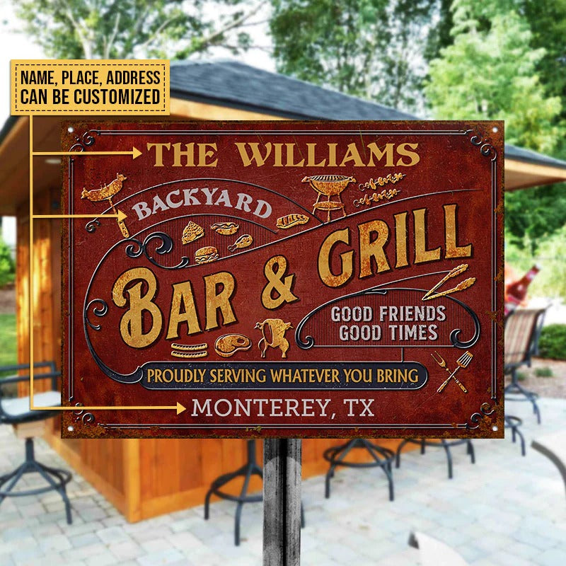 Plaques métalliques classiques personnalisées Grilling Vintage Red Bar &amp; Grill