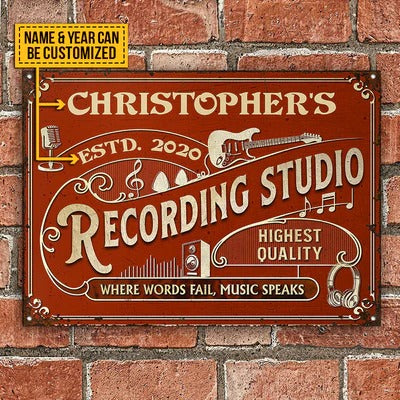 Custom Guitar Vintage Red Studio Where Words Fail Customized Classic Metal Signs