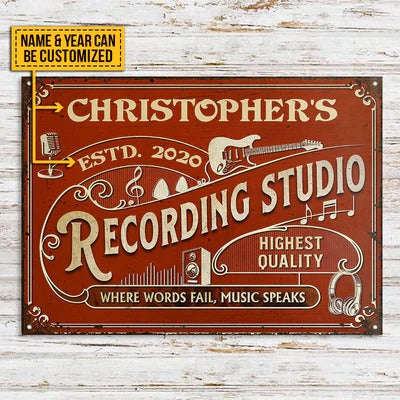 Custom Guitar Vintage Red Studio Where Words Fail Customized Classic Metal Signs