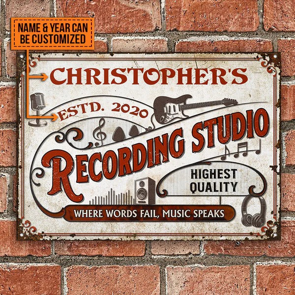 Custom Guitar Vintage Studio Where Words Fail Customized Classic Metal Signs