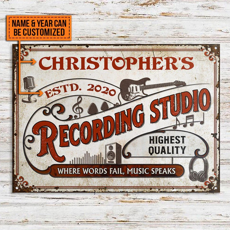 Custom Guitar Vintage Studio Where Words Fail Customized Classic Metal Signs