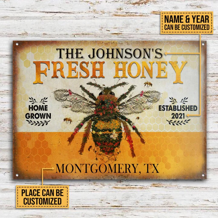 Personalized Honey Bee Fresh Customized Classic Metal Signs