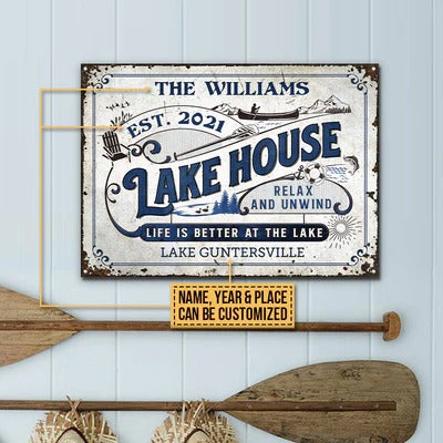 Personalized Lake House Life Is Better At The Lake Customized Classic Metal Signs