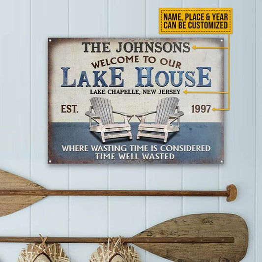 Personalized Lake Time Well Wasted Custom Classic Metal Signs