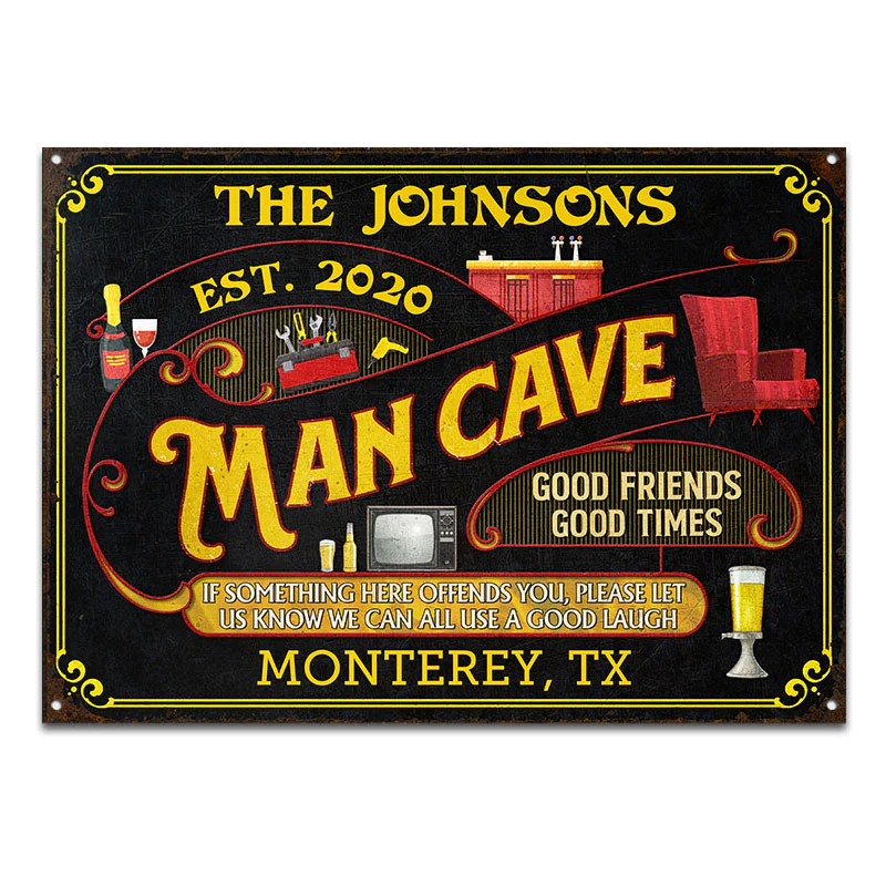 Personnalisé Man Cave All Use A Good Laugh Custom Classic Metal Signs