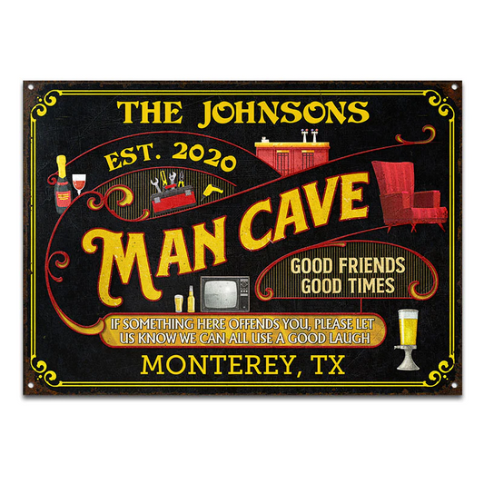 Personalized Man Cave All Use A Good Laugh Custom Classic Metal Signs