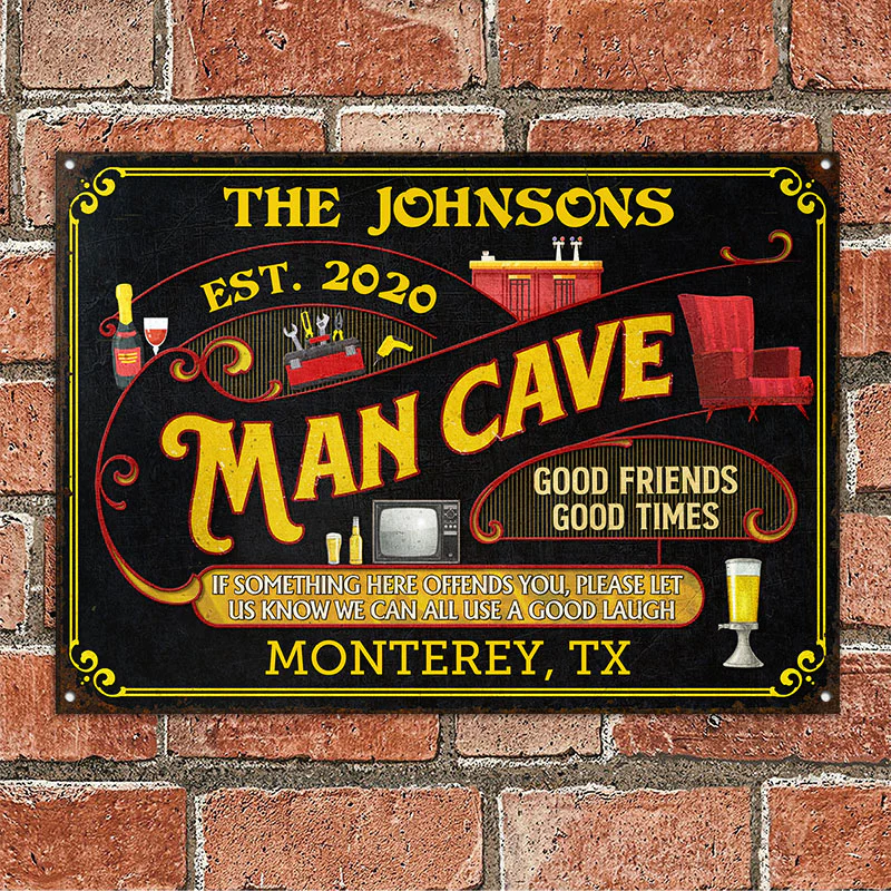 Personalized Man Cave All Use A Good Laugh Custom Classic Metal Signs