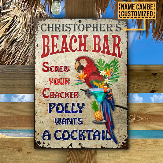 Parrot Beach Bar personnalisé veut un cocktail Plaques métalliques classiques personnalisées