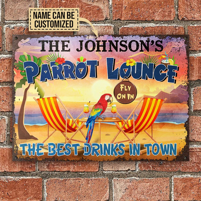 Personalized Parrot Tiki Bar Customized Classic Metal Signs