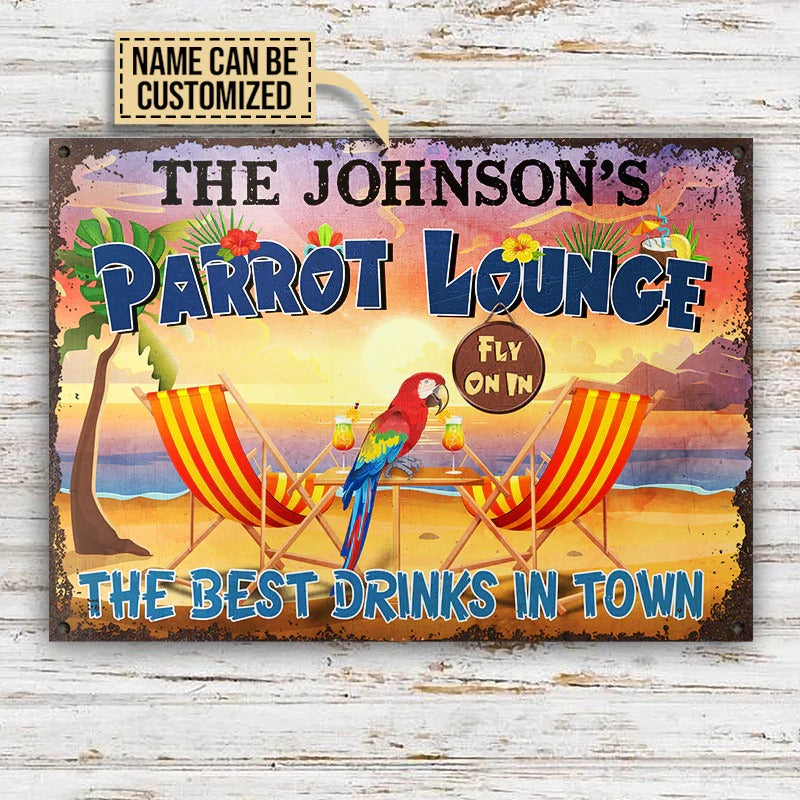 Personalized Parrot Tiki Bar Customized Classic Metal Signs